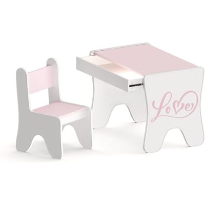 Happy Babies Kinderschreibtisch-Stuhl-Set, ergonomischer Spieltisch mit geräumiger Schublade Kinder-Lern- und Spieltisch Kindermöbel, für den Kindergarten (Rosa) Happy Babies Kinderschreibtisch-Stuhl-Set, ergonomischer Spieltisch mit geräumiger Schublade Kinder-Lern- und Spieltisch Kindermöbel, für den Kindergarten (Rosa)