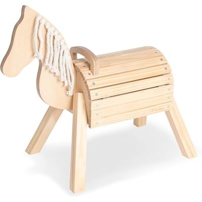 PINOLINO Holzpferd Nelli, Spielpferd aus Birke & Fichte, klar lackiert, Reitpferd mit Stauraum, Holzpony mit Mähne aus Baumwolle, 70x33x55 cm, fürs Kinderzimmer, bis 40 kg, für Kinder ab 2 Jahren, PINOLINO Holzpferd Nelli, Spielpferd aus Birke & Fichte, klar lackiert, Reitpferd mit Stauraum, Holzpony mit Mähne aus Baumwolle, 70x33x55 cm, fürs Kinderzimmer, bis 40 kg, für Kinder ab 2 Jahren,
