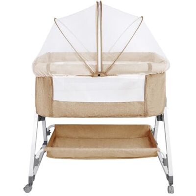 LANTUS Baby Beistellbett,Kompatibel mit verschiedenen Betten, Einfach zu Montieren und Transportieren,höhenverstellbar, 4 Rollen, hervorragende Luftzirkulation,80 x 40 x 100–115 cm – Cremeweiß LANTUS Baby Beistellbett,Kompatibel mit verschiedenen Betten, Einfach zu Montieren und Transportieren,höhenverstellbar, 4 Rollen, hervorragende Luftzirkulation,80 x 40 x 100–115 cm – Cremeweiß