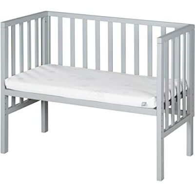 roba Beistellbett safe asleep® 2 in 1-45 x 90 cm Höhenverstellbar Komplettes Anstellbett mit Matratze + Mesh Barriere Bett Set für Babys Holz taupe/grau roba Beistellbett safe asleep® 2 in 1-45 x 90 cm Höhenverstellbar Komplettes Anstellbett mit Matratze + Mesh Barriere Bett Set für Babys Holz taupe/grau