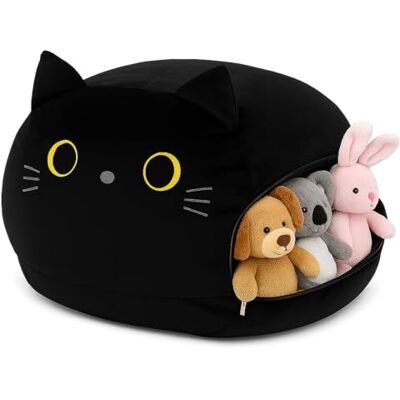 elovia Kuscheltier Aufbewahrung – Katzen Sitzsack mit Reißverschluss für Plüschtiere, Stofftiere & Spielzeug, weich & praktisch, Bezug ohne Füllung, Spielzeug Organizer für Kinderzimmer elovia Kuscheltier Aufbewahrung – Katzen Sitzsack mit Reißverschluss für Plüschtiere, Stofftiere & Spielzeug, weich & praktisch, Bezug ohne Füllung, Spielzeug Organizer für Kinderzimmer