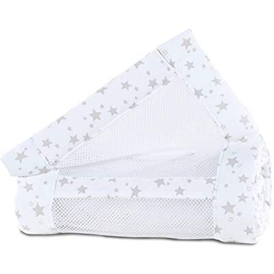 babybay Nestchen Mesh-Piqué / Bettumrandung für Beistellbett / Stoßschutz für Baby Bett, passend für Modell Original, weiß Sterne perlgrau babybay Nestchen Mesh-Piqué / Bettumrandung für Beistellbett / Stoßschutz für Baby Bett, passend für Modell Original, weiß Sterne perlgrau