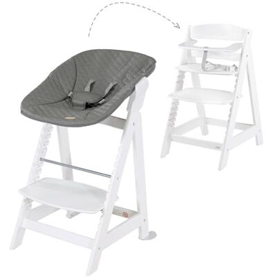 roba Hochstuhl, Born Up Click- Komplettset 2 in 1 mit Aufsatz- für Kinder ab 0 Monaten -Farbe weiß-grau roba Hochstuhl, Born Up Click- Komplettset 2 in 1 mit Aufsatz- für Kinder ab 0 Monaten -Farbe weiß-grau