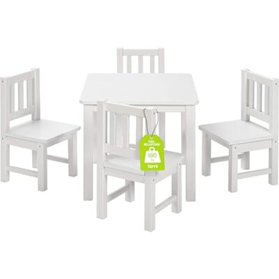 Bomi Spielsitzgruppe 4 Stühlchen Baby mit Tisch Amy aus FSC nachhaltigem Kiefer Massiv Holz Kinder Möbel Mädchen und Jungen Sitzgruppe in Weiss Bomi Spielsitzgruppe 4 Stühlchen Baby mit Tisch Amy aus FSC nachhaltigem Kiefer Massiv Holz Kinder Möbel Mädchen und Jungen Sitzgruppe in Weiss