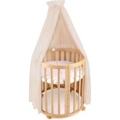 waldin Betthimmel mit Himmelstange für Babybett, ohne Bett, Beige Baldachin aus Tüll, universelle Halterung für Kinderbett, Beistellbett und Stubenbett, transparent, Höhe ca. 155 cm waldin Betthimmel mit Himmelstange für Babybett, ohne Bett, Beige Baldachin aus Tüll, universelle Halterung für Kinderbett, Beistellbett und Stubenbett, transparent, Höhe ca. 155 cm