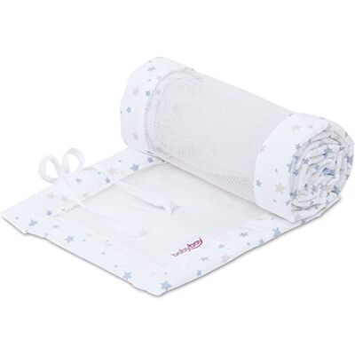 babybay Nestchen Mesh-Piqué / Bettumrandung für Beistellbett / Stoßschutz für Baby Bett, passend für Modell Original, weiß Sternemix sand/azurblau babybay Nestchen Mesh-Piqué / Bettumrandung für Beistellbett / Stoßschutz für Baby Bett, passend für Modell Original, weiß Sternemix sand/azurblau