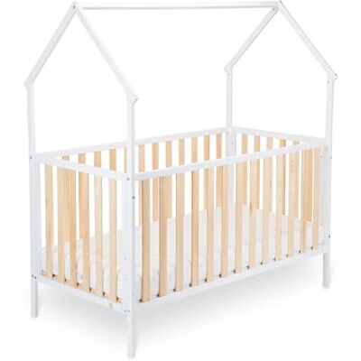 FabiMax Schlafmütze 120x60, Babybett in Hausoptik, 3-Fach Höhenverstellbar, Umbaubar zum Juniorbett (ohne Matratze, weiß/Natur, 120x60 cm) FabiMax Schlafmütze 120x60, Babybett in Hausoptik, 3-Fach Höhenverstellbar, Umbaubar zum Juniorbett (ohne Matratze, weiß/Natur, 120x60 cm)