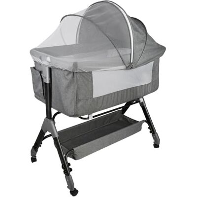 LANTUS Baby Beistellbett,Kompatibel mit verschiedenen Betten, Einfach zu Montieren und Transportieren,höhenverstellbar, 4 Rollen, hervorragende Luftzirkulation,104 x 52 x 100–110 cm – Weißgrau LANTUS Baby Beistellbett,Kompatibel mit verschiedenen Betten, Einfach zu Montieren und Transportieren,höhenverstellbar, 4 Rollen, hervorragende Luftzirkulation,104 x 52 x 100–110 cm – Weißgrau