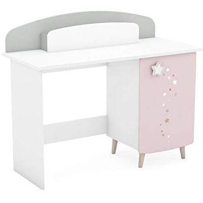 CBA Kinderschreibtisch für Mädchen, Hellrosa mit Sternen, praktische Aufbewahrung, ungiftige Farbe, Kleiner Schreibtisch (113,2 cm), perfekt für Kinderzimmer CBA Kinderschreibtisch für Mädchen, Hellrosa mit Sternen, praktische Aufbewahrung, ungiftige Farbe, Kleiner Schreibtisch (113,2 cm), perfekt für Kinderzimmer