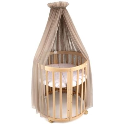 waldin Betthimmel mit Himmelstange für Babybett, ohne Bett, Taupe Baldachin aus Tüll, universelle Halterung für Kinderbett, Beistellbett und Stubenbett, transparent, Höhe ca. 155 cm waldin Betthimmel mit Himmelstange für Babybett, ohne Bett, Taupe Baldachin aus Tüll, universelle Halterung für Kinderbett, Beistellbett und Stubenbett, transparent, Höhe ca. 155 cm