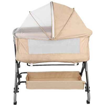 LANTUS Baby Beistellbett,Kompatibel mit verschiedenen Betten, Einfach zu Montieren und Transportieren,höhenverstellbar, 4 Rollen, hervorragende Luftzirkulation,104 x 52 x 100–110 cm – Cremeweiß LANTUS Baby Beistellbett,Kompatibel mit verschiedenen Betten, Einfach zu Montieren und Transportieren,höhenverstellbar, 4 Rollen, hervorragende Luftzirkulation,104 x 52 x 100–110 cm – Cremeweiß