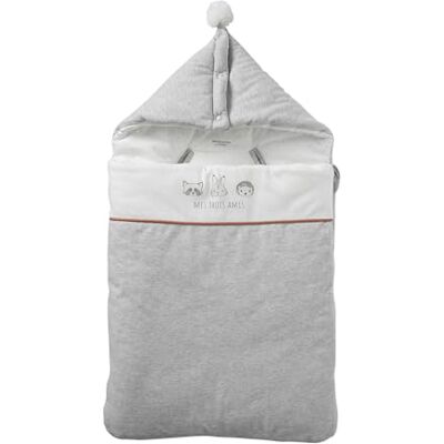 Vertbaudet Baby Ausfahrsack KLEINE Freunde, Bio-Baumwolle hellgrau meliert/wollweiß ONE Size Vertbaudet Baby Ausfahrsack KLEINE Freunde, Bio-Baumwolle hellgrau meliert/wollweiß ONE Size