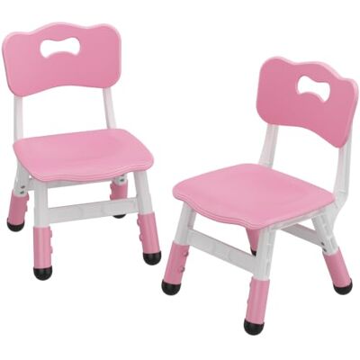 Euker 2er-Set höhenverstellbare Kinderstühle (3 Stufen) – ergonomische Rückenlehne, stapelbar, rutschfeste Füße, Leichter Kunststoff für Zuhause/Kita/Kindergarten – Farbe: Pink Euker 2er-Set höhenverstellbare Kinderstühle (3 Stufen) – ergonomische Rückenlehne, stapelbar, rutschfeste Füße, Leichter Kunststoff für Zuhause/Kita/Kindergarten – Farbe: Pink