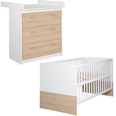 roba Kinderzimmerset 'Gabriella', 2-teiliges Babymöbel-Set Bicolor aus Babybett 70x140cm & Wickelkommode roba Kinderzimmerset 'Gabriella', 2-teiliges Babymöbel-Set Bicolor aus Babybett 70x140cm & Wickelkommode