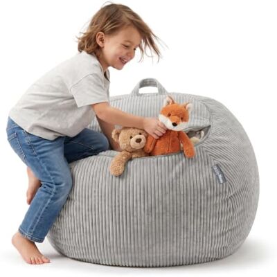 KiddyMoon Sitzsack für Kinder 2-in-1 Spielzeug Aufbewahrung 80x80x50cm ohne harte Kanten, langer Reißverschluss, maschinenwaschbarer Bezug, mit Heimtextilien befüllbar KiddyMoon Sitzsack für Kinder 2-in-1 Spielzeug Aufbewahrung 80x80x50cm ohne harte Kanten, langer Reißverschluss, maschinenwaschbarer Bezug, mit Heimtextilien befüllbar