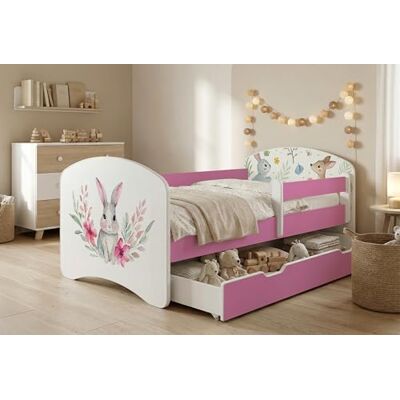 Happy Babies Kinderbett Kinderbett mit Rausfallschutz und Bettschublade, Ideales Bett für Mädchen und Jungen 160x80 mit Matratze, Rose Bett Prinzessin, Set, farbenfroh (Nr 162, 160x80) Happy Babies Kinderbett Kinderbett mit Rausfallschutz und Bettschublade, Ideales Bett für Mädchen und Jungen 160x80 mit Matratze, Rose Bett Prinzessin, Set, farbenfroh (Nr 162, 160x80)