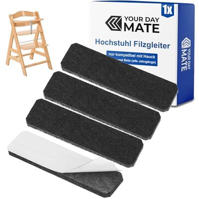Your Day Mate Filzgleiter für Hochstuhl, 1 Set, kompatibel mit Hauck Alpha und BETA Kinderhochstuhl ohne Rollen, in Schwarz, zum Kleben, Filz Gleiterpad Stuhlbein Alpha Beta, Babystuhl Bodenschoner selbstklebend Your Day Mate Filzgleiter für Hochstuhl, 1 Set, kompatibel mit Hauck Alpha und BETA Kinderhochstuhl ohne Rollen, in Schwarz, zum Kleben, Filz Gleiterpad Stuhlbein Alpha Beta, Babystuhl Bodenschoner selbstklebend