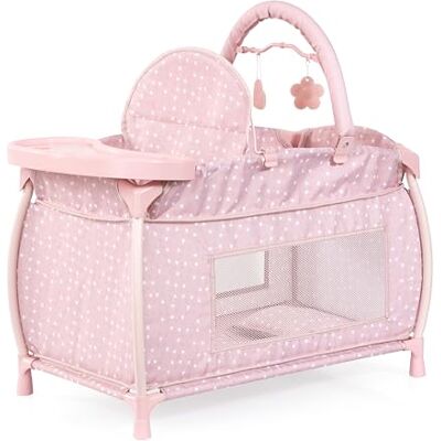 Bayer Puppenbett mit integriertem Hochstuhl, Esstablett, Mobile mit Bettdecke und Kissen, für Puppen bis 46 cm, modernes Design, bestens für Rollenspiele geeignet Bayer Puppenbett mit integriertem Hochstuhl, Esstablett, Mobile mit Bettdecke und Kissen, für Puppen bis 46 cm, modernes Design, bestens für Rollenspiele geeignet