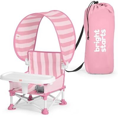 Bright Starts Pop ‘N Sit Cabana tragbarer Booster‑Sitz mit UPF‑Sonnendach, Bodenstuhl für Innen & Außen, kompakt faltbar, Rosa, 6 Monate–3 Jahre Bright Starts Pop ‘N Sit Cabana tragbarer Booster‑Sitz mit UPF‑Sonnendach, Bodenstuhl für Innen & Außen, kompakt faltbar, Rosa, 6 Monate–3 Jahre