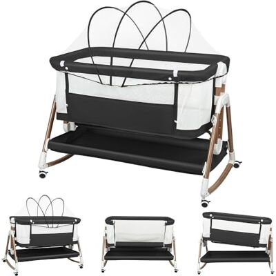 homewell 3 in 1 Beistellbett Baby,Bett Bassinet/Babybett/Babywiege, Zustellbett 6 Fach Höhenverstellung und Neigungsverstellung, 90 * 60*(90-115) cm (Schwarz) homewell 3 in 1 Beistellbett Baby,Bett Bassinet/Babybett/Babywiege, Zustellbett 6 Fach Höhenverstellung und Neigungsverstellung, 90 * 60*(90-115) cm (Schwarz)