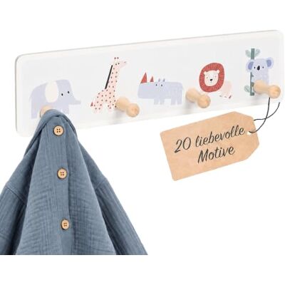 Relaxdays Kindergarderobe, 4 Haken, Elefant, Giraffe, Nilpferd, Löwe, Koala MDF, Kiefernholz, inkl. Befestigungsmaterial, Kinderzimmer, Babyzimmer, Flur, Hakenleiste Relaxdays Kindergarderobe, 4 Haken, Elefant, Giraffe, Nilpferd, Löwe, Koala MDF, Kiefernholz, inkl. Befestigungsmaterial, Kinderzimmer, Babyzimmer, Flur, Hakenleiste