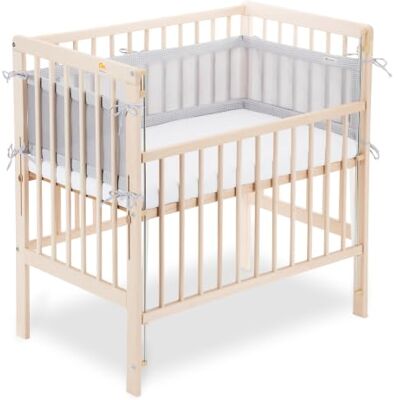 FabiMax Boxspring Baby Beistellbett Flex 90x55, TÜV geprüft, aus Buchenholz Natur, mit innovativem verstellbarem Seitengitter, passend für Boxspringbetten, Matratze Classic, Netz Grau FabiMax Boxspring Baby Beistellbett Flex 90x55, TÜV geprüft, aus Buchenholz Natur, mit innovativem verstellbarem Seitengitter, passend für Boxspringbetten, Matratze Classic, Netz Grau