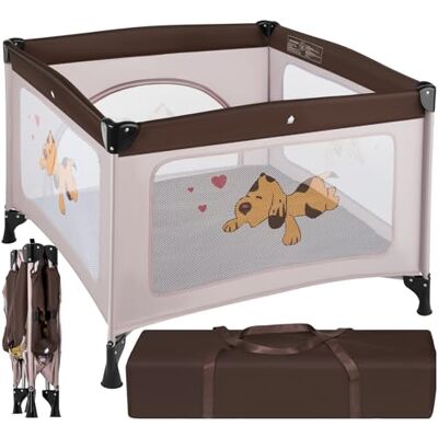 tectake ® Laufstall Baby faltbar, Reisebett Kinder, Babybett und Laufgitter Baby in einem, Gitterbett und Playpen, Faltbarer Laufstall mit Matratze, Reisegitterbett Braun Coffee tectake ® Laufstall Baby faltbar, Reisebett Kinder, Babybett und Laufgitter Baby in einem, Gitterbett und Playpen, Faltbarer Laufstall mit Matratze, Reisegitterbett Braun Coffee