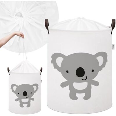 SIPO Spielzeugkorb XL 43L Weiß mit Koala-Motiv Großer Aufbewahrungskorb aus Baumwolle fürs Kinderzimmer für Kuscheltiere Bausteine Bücher Kleidung Faltbar mit Kordelzug und Griffen SIPO Spielzeugkorb XL 43L Weiß mit Koala-Motiv Großer Aufbewahrungskorb aus Baumwolle fürs Kinderzimmer für Kuscheltiere Bausteine Bücher Kleidung Faltbar mit Kordelzug und Griffen