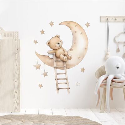 Ueiwffzo Wandtattoo Kinderzimmer, Wandsticker Babyzimmer Mond Teddybär Wandaufkleber Wandtattoo Mädchen Schlafzimmer Wanddekoration (Sternenbär) Ueiwffzo Wandtattoo Kinderzimmer, Wandsticker Babyzimmer Mond Teddybär Wandaufkleber Wandtattoo Mädchen Schlafzimmer Wanddekoration (Sternenbär)