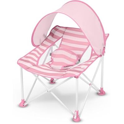Bright Starts Pop 'N Chill Reise-Wippe, tragbares Babysitzkissen mit abnehmbarem UPF 50+ Sonnenschutz für drinnen und draußen, Rosa, 0-6 Monate Bright Starts Pop 'N Chill Reise-Wippe, tragbares Babysitzkissen mit abnehmbarem UPF 50+ Sonnenschutz für drinnen und draußen, Rosa, 0-6 Monate