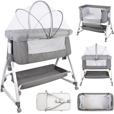 homewell Beistellbett Baby,Bett Bassinet/Babybett/Babywiege, Zustellbett 6 Fach Höhenverstellung und Neigungsverstellung, Faltbare Seitenwand für Zuhause und Unterwegs (Grau) homewell Beistellbett Baby,Bett Bassinet/Babybett/Babywiege, Zustellbett 6 Fach Höhenverstellung und Neigungsverstellung, Faltbare Seitenwand für Zuhause und Unterwegs (Grau)