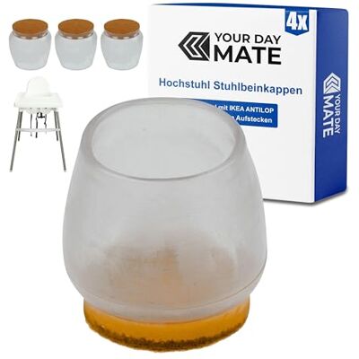 Your Day Mate Stuhlbeinkappen für Hochstuhl, 4 Stück, kompatibel mit IKEA ANTILOP, mit Filzpad unten, in Transparent, Stuhlbeinschoner Kinderhochstuhl, Stuhlbeinsocken Babystuhl, Filzgleiter Kinderstuhl ohne kleben Your Day Mate Stuhlbeinkappen für Hochstuhl, 4 Stück, kompatibel mit IKEA ANTILOP, mit Filzpad unten, in Transparent, Stuhlbeinschoner Kinderhochstuhl, Stuhlbeinsocken Babystuhl, Filzgleiter Kinderstuhl ohne kleben