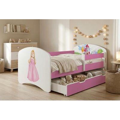 Happy Babies Kinderbett Kinderbett mit Rausfallschutz und Bettschublade, Ideales Bett für Mädchen und Jungen 160x80 mit Matratze, Rose Bett Prinzessin, Set, farbenfroh (Nr 157, 160x80) Happy Babies Kinderbett Kinderbett mit Rausfallschutz und Bettschublade, Ideales Bett für Mädchen und Jungen 160x80 mit Matratze, Rose Bett Prinzessin, Set, farbenfroh (Nr 157, 160x80)
