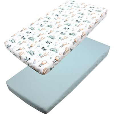 TupTam Baby Spannbettlaken Kinder Spannbetttuch für Babybett Kinderbett 2er Pack, Farbe: Füchse im Flugzeug/Grün, Größe: 70 x 140 cm TupTam Baby Spannbettlaken Kinder Spannbetttuch für Babybett Kinderbett 2er Pack, Farbe: Füchse im Flugzeug/Grün, Größe: 70 x 140 cm
