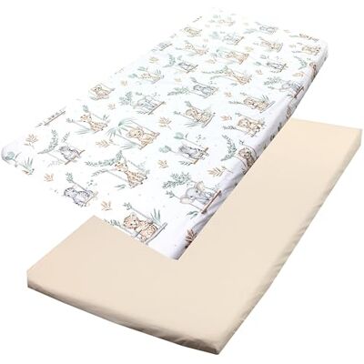 TupTam Baby Spannbettlaken Kinder Spannbetttuch für Babybett Kinderbett 2er Pack, Farbe: Safari Schaukel Grün, Größe: 90 x 200 cm TupTam Baby Spannbettlaken Kinder Spannbetttuch für Babybett Kinderbett 2er Pack, Farbe: Safari Schaukel Grün, Größe: 90 x 200 cm
