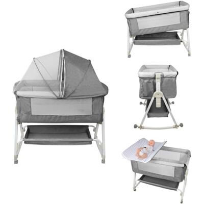 homewell 3 in 1 Beistellbett Baby mit Wickeltisch, Bett Bassinet/Babybett/Babywiege, Zustellbett 6 Fach Höhenverstellung und Neigungsverstellung, 90 * 50*(98-110) cm (Grau) homewell 3 in 1 Beistellbett Baby mit Wickeltisch, Bett Bassinet/Babybett/Babywiege, Zustellbett 6 Fach Höhenverstellung und Neigungsverstellung, 90 * 50*(98-110) cm (Grau)