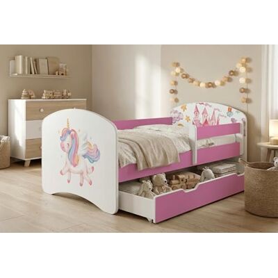 Happy Babies Kinderbett Kinderbett mit Rausfallschutz und Bettschublade, Ideales Bett für Mädchen und Jungen 160x80 mit Matratze, Rose Bett Prinzessin, Set, farbenfroh (Nr 154, 160x80) Happy Babies Kinderbett Kinderbett mit Rausfallschutz und Bettschublade, Ideales Bett für Mädchen und Jungen 160x80 mit Matratze, Rose Bett Prinzessin, Set, farbenfroh (Nr 154, 160x80)