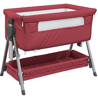 vidaXL Babybett mit Matratze Faltbar Reisebett Kinderbett Klappbett Beistellbett Babyreisebett Laufstall Kinderreisebett Rot Leinenstoff vidaXL Babybett mit Matratze Faltbar Reisebett Kinderbett Klappbett Beistellbett Babyreisebett Laufstall Kinderreisebett Rot Leinenstoff