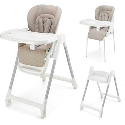 Kinderkraft TULO Kinderhochstuhl 3-in-1, Kinderstuhl, Hochstuhl, bis 25kg, 5 Höhenpositionen, 3 Rückenstützen, 3 Fußstützenpositionen, 4 Räder mit Bremse, Beige Kinderkraft TULO Kinderhochstuhl 3-in-1, Kinderstuhl, Hochstuhl, bis 25kg, 5 Höhenpositionen, 3 Rückenstützen, 3 Fußstützenpositionen, 4 Räder mit Bremse, Beige