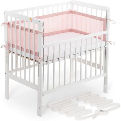 FabiMax Boxspring Baby Beistellbett Flex 90x55, TÜV geprüft, aus Buchenholz weiß lackiert, mit innovativem verstellbarem Seitengitter, passend für Boxspringbetten (Matratze Classic, Rosa) FabiMax Boxspring Baby Beistellbett Flex 90x55, TÜV geprüft, aus Buchenholz weiß lackiert, mit innovativem verstellbarem Seitengitter, passend für Boxspringbetten (Matratze Classic, Rosa)