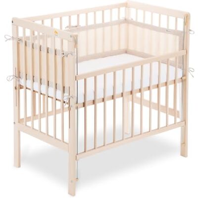 FabiMax Boxspring Baby Beistellbett Flex 90x55, TÜV geprüft, aus Buchenholz Natur, mit innovativem verstellbarem Seitengitter, passend für Boxspringbetten, Matratze Comfort, Netz Beige FabiMax Boxspring Baby Beistellbett Flex 90x55, TÜV geprüft, aus Buchenholz Natur, mit innovativem verstellbarem Seitengitter, passend für Boxspringbetten, Matratze Comfort, Netz Beige