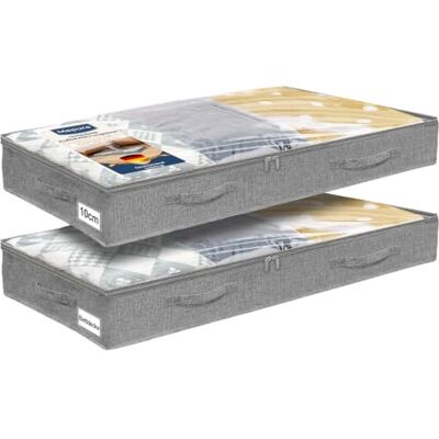 mepure Unterbett Aufbewahrungsbox 10cm Hoch, Ultraflach 100×50×10cm, 2pcs Faltbare Unterbettkommode mit Klarsichtfenster & Tragegriffen, faltbar, für Kleidung, Decken, Spielzeug & Saisonartikel, grau mepure Unterbett Aufbewahrungsbox 10cm Hoch, Ultraflach 100×50×10cm, 2pcs Faltbare Unterbettkommode mit Klarsichtfenster & Tragegriffen, faltbar, für Kleidung, Decken, Spielzeug & Saisonartikel, grau