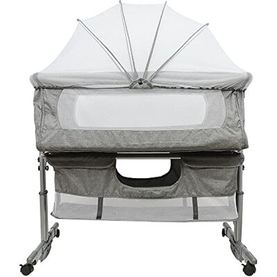 homewell 3 in 1 Babybett Beistellbett, Wiege mit Moskitonetz und Aufbewahrungskorb, Faltbares, Neigungs und Höhenstufen, Bequeme Matratze, Seiten aus Netz, Baby Bassinet, Stubenwagen Baby homewell 3 in 1 Babybett Beistellbett, Wiege mit Moskitonetz und Aufbewahrungskorb, Faltbares, Neigungs und Höhenstufen, Bequeme Matratze, Seiten aus Netz, Baby Bassinet, Stubenwagen Baby