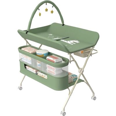 homewell 2 in 1 Baby Wickeltisch Spielzentrum, Höhenverstellbar, mobiler Wickelkombi klappbare mit Spielständer Sicherheitsgurt Aufbewahrungskorb Kleiderstange Wickelauflage (Grün) homewell 2 in 1 Baby Wickeltisch Spielzentrum, Höhenverstellbar, mobiler Wickelkombi klappbare mit Spielständer Sicherheitsgurt Aufbewahrungskorb Kleiderstange Wickelauflage (Grün)