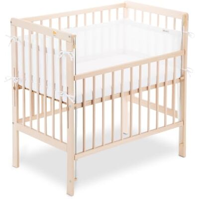 FabiMax Boxspring Baby Beistellbett Flex 90x55, TÜV geprüft, aus Buchenholz Natur, mit innovativem verstellbarem Seitengitter, passend für Boxspringbetten, Matratze Comfort, Netz Weiß FabiMax Boxspring Baby Beistellbett Flex 90x55, TÜV geprüft, aus Buchenholz Natur, mit innovativem verstellbarem Seitengitter, passend für Boxspringbetten, Matratze Comfort, Netz Weiß