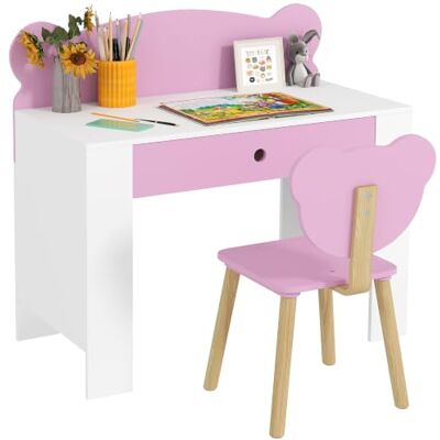 AIYAPLAY Kinderschreibtisch Set mit Tischplatte & Schublade Rosa Kinder Schreibtisch und Stuhl mit Bärenform, Schülerschreibtisch, Kindertisch, Jugendschreibtisch, für Jungs & Mädchen AIYAPLAY Kinderschreibtisch Set mit Tischplatte & Schublade Rosa Kinder Schreibtisch und Stuhl mit Bärenform, Schülerschreibtisch, Kindertisch, Jugendschreibtisch, für Jungs & Mädchen