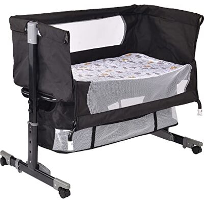 LANTUS Babywiege Stubenwagen Reisebett Kinderbett klappbar Babybett Beistellbett Schaukelwiege mit Schaukelfunktion inkl. Moskitonetz, Matratze und Tasche (92 * 58 * 70-90cm (schwarz)) LANTUS Babywiege Stubenwagen Reisebett Kinderbett klappbar Babybett Beistellbett Schaukelwiege mit Schaukelfunktion inkl. Moskitonetz, Matratze und Tasche (92 * 58 * 70-90cm (schwarz))
