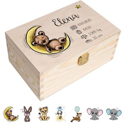 Creative Erinnerungsbox Baby Personalisiert mit Namen Erinnerungskiste Individuell Geschenk zur Geburt für Mädchen und Jungen Holzkiste mit Deckel Farbdruck Creative Erinnerungsbox Baby Personalisiert mit Namen Erinnerungskiste Individuell Geschenk zur Geburt für Mädchen und Jungen Holzkiste mit Deckel Farbdruck