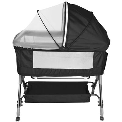 LANTUS Baby Beistellbett,Kompatibel mit verschiedenen Betten, Einfach zu Montieren und Transportieren,höhenverstellbar, 4 Rollen, hervorragende Luftzirkulation,104 x 52 x 100–110 cm – Schwarz LANTUS Baby Beistellbett,Kompatibel mit verschiedenen Betten, Einfach zu Montieren und Transportieren,höhenverstellbar, 4 Rollen, hervorragende Luftzirkulation,104 x 52 x 100–110 cm – Schwarz