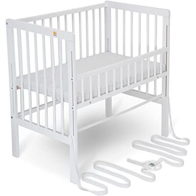 FabiMax Baby Beistellbett für Boxspringbett, TÜV geprüft 2022, Buche massiv weiß, inkl. Matratze Comfort FabiMax Baby Beistellbett für Boxspringbett, TÜV geprüft 2022, Buche massiv weiß, inkl. Matratze Comfort